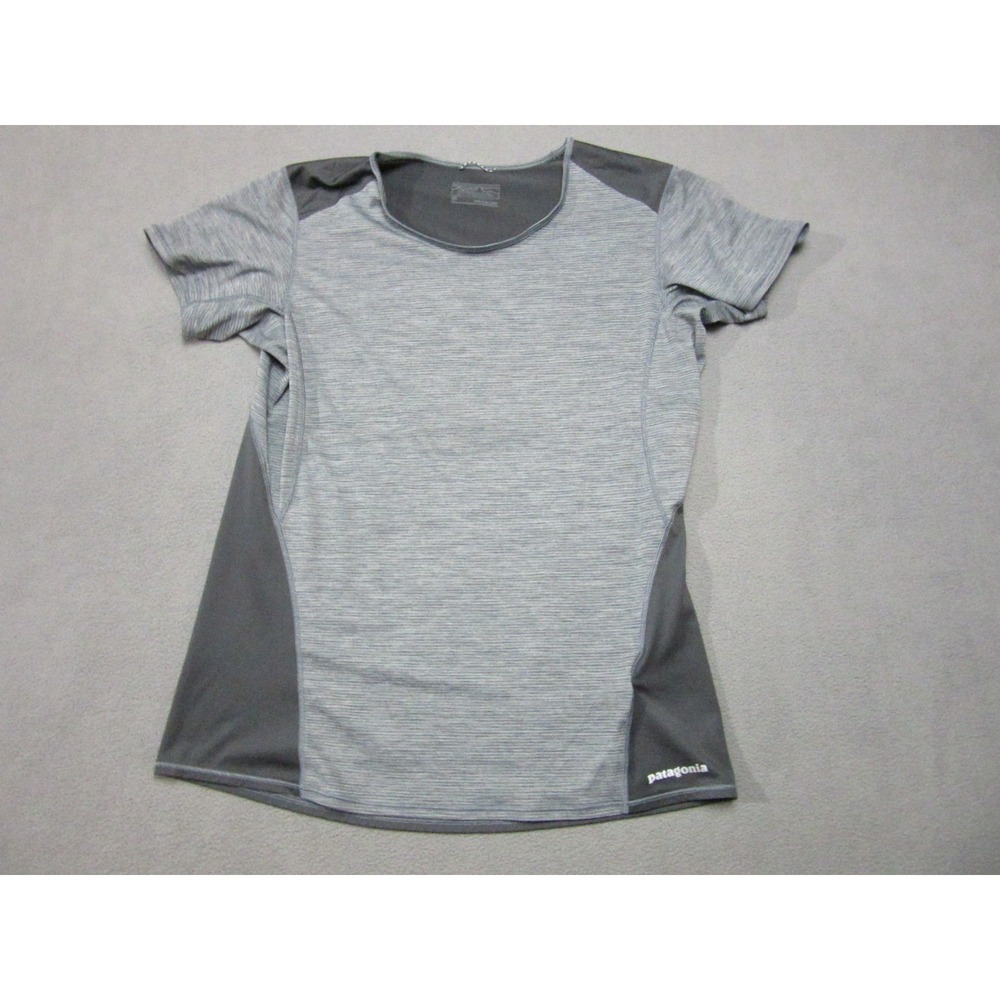 Patagonia Shirt Womens Medium Gray Airchaser Short Sleeve Outdoor Activewear